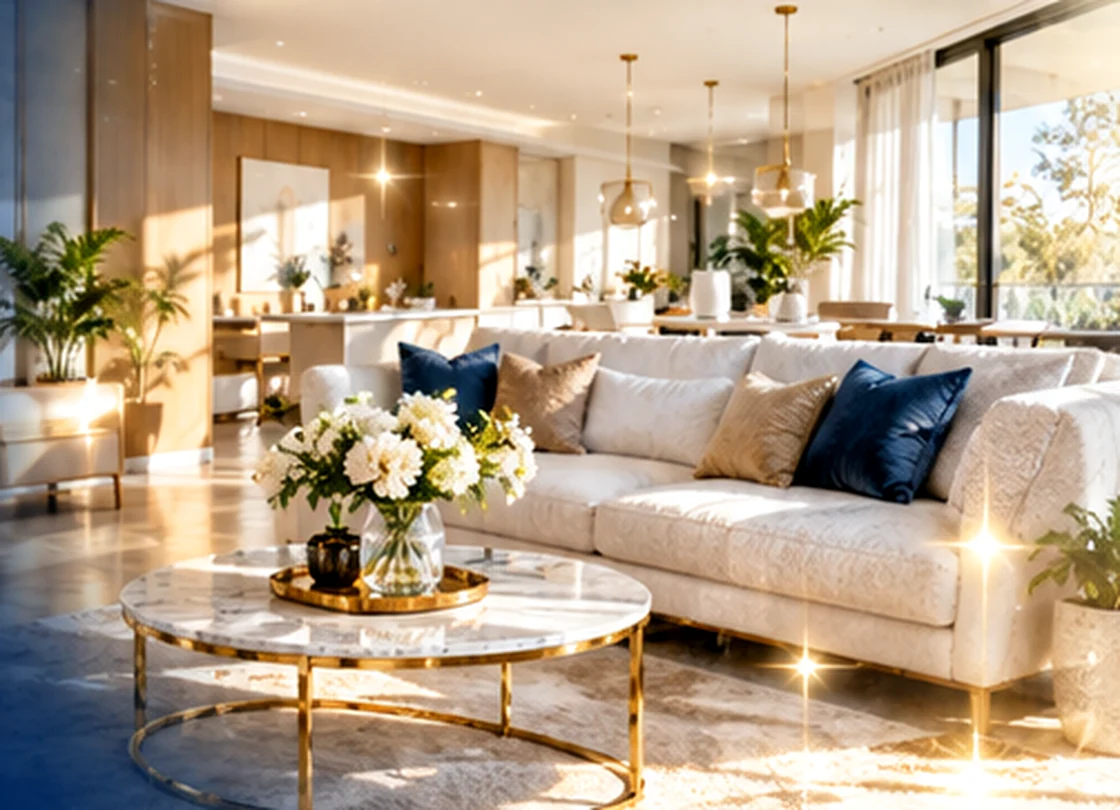 Bright and beautifully presented living room, illustrative interior image